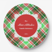 Custom Festive Classic Red Green Weihnachten Karie Pappteller (Vorderseite)