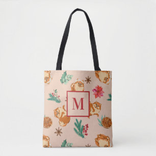 Custom Festive Fluffy Dog Weihnachtsfeier Tasche