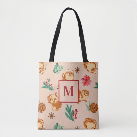 Custom Festive Fluffy Dog Weihnachtsfeier Tasche (Vorderseite)