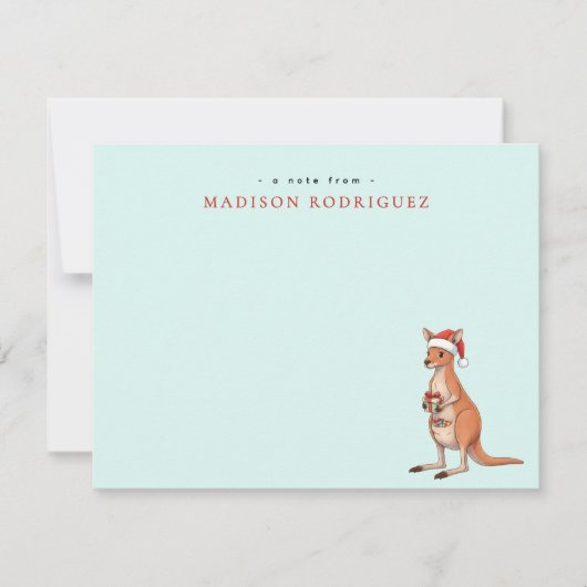 Custom Festive Kangaroo With Santa Hat Christmas Mitteilungskarte (Vorderseite)