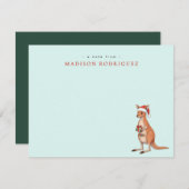 Custom Festive Kangaroo With Santa Hat Christmas Mitteilungskarte (Vorne/Hinten)
