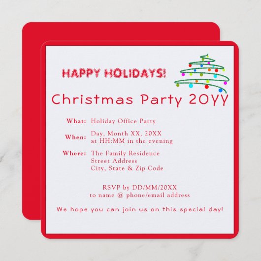 Custom Festive Modern Elegantes Rotes Weihnachtsfe Einladung (Vorne/Hinten)