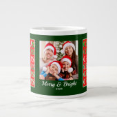 Custom Festive Red Green Christmas Photo Jumbo-Tasse (Vorderseite)