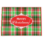 Custom Festive Red Green Kariert Frohe Weihnachten Große Geschenktüte (Vorderseite)