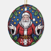 Custom Festive Santa Stained Glass Artwork  Keramik Ornament (Links)