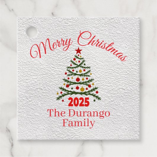 Custom Festive Xmas Tree Christmas Paper Square Geschenkanhänger (Vorderseite)