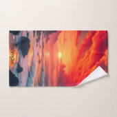 Custom Fierly Sunset Coast - Ocean Cliffs Sport Handtuch (Handtuch)
