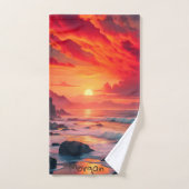 Custom Fierly Sunset Coast - Ocean Cliffs Sport Handtuch (Handtuch)