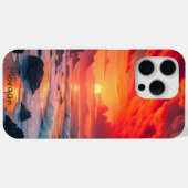Custom Fiery Sunset Coastline - Ocean Cliffs Case-Mate iPhone Hülle (Rückseite (Horizontal))