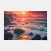 Custom Fiery Sunset Coastline - Ocean Cliffs Fußmatte (Vorderseite)
