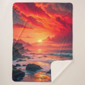 Custom Fiery Sunset Coastline - Ocean Cliffs Sherpadecke (Vorderseite)