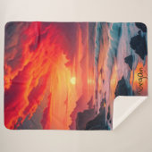 Custom Fiery Sunset Coastline - Ocean Cliffs Sherpadecke (Vorderseite (Horizontal))