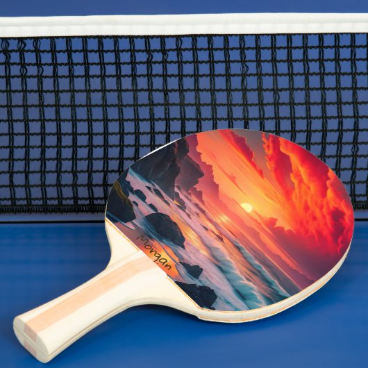 Custom Fiery Sunset Coastline - Ocean Cliffs Tischtennis Schläger (InSitu)