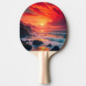 Custom Fiery Sunset Coastline - Ocean Cliffs Tischtennis Schläger (Vorderseite)