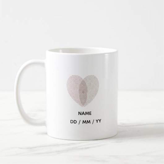 Custom Fingerprint Heart Wedding Anniversary Kaffeetasse (Links)