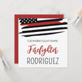 Custom Fire Academy Modern Firefighter Abschluss Karte (Vorderseite/Rückseite Beispiel)