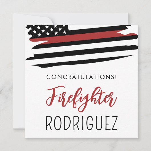 Custom Fire Academy Modern Firefighter Abschluss Karte (Vorderseite)