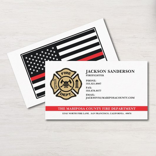 Custom Fire Department Firefighter Fireman Logo Visitenkarte