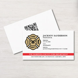 Custom Fire Department Firefighter QR Code Logo Visitenkarte