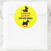 Custom Fire Safety Scottish Terrier Runder Aufkleber (Tasche)