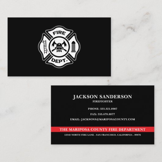 Custom Firefighter Fire Department Logo Visitenkarte (Vorne/Hinten)