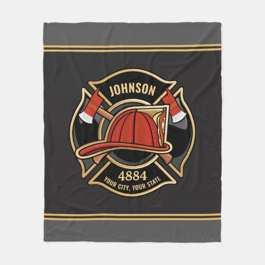 Custom Firefighter Fireman Fire Station Department Fleecedecke (Vorderseite)