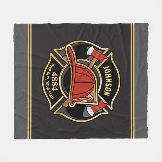 Custom Firefighter Fireman Fire Station Department Fleecedecke (Vorderseite (Horizontal))