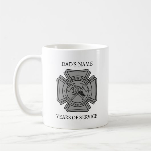 Custom Firefighter Name Years of Service Gift Kaffeetasse (Links)