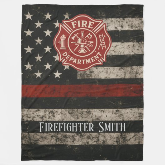 Custom Firefighter Thin Red Line Blanket Fleecedecke (Vorderseite)