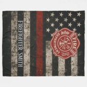 Custom Firefighter Thin Red Line Blanket Fleecedecke (Vorderseite (Horizontal))