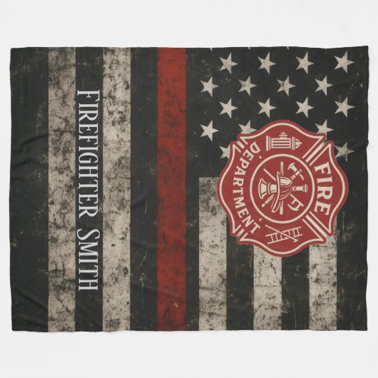 Custom Firefighter Thin Red Line Blanket Fleecedecke (Vorderseite (Horizontal))