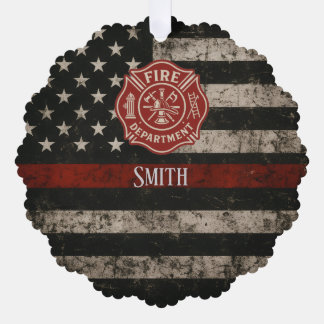 Custom Firefighter Thin Red Line Christmas Ornament Karte