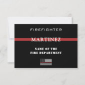 Custom Firefighter Thin Red Line Fire Department Dankeskarte (Vorderseite)
