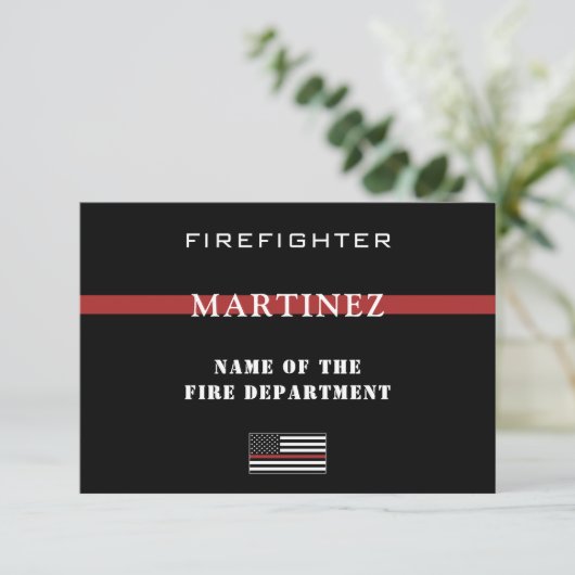 Custom Firefighter Thin Red Line Fire Department Dankeskarte (Stehend Vorderseite)