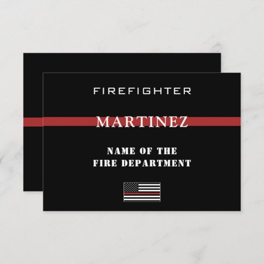 Custom Firefighter Thin Red Line Fire Department Dankeskarte (Vorne/Hinten)