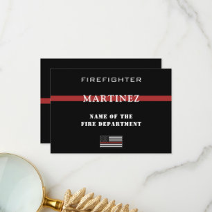 Custom Firefighter Thin Red Line Fire Department Dankeskarte