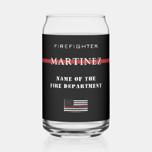 Custom Firefighter Thin Red Line Fire Department Dosenglas