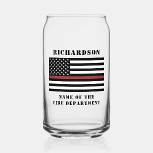 Custom Firefighter Thin Red Line Fire Department Dosenglas