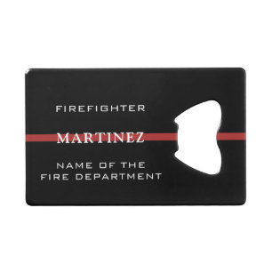 Custom Firefighter Thin Red Line Fire Department Geldbeutel Flaschenöffner