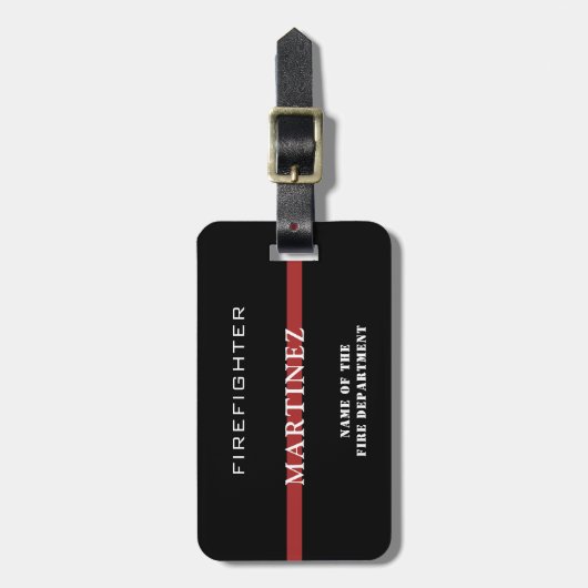 Custom Firefighter Thin Red Line Fire Department Gepäckanhänger (Vorderseite vertikal)