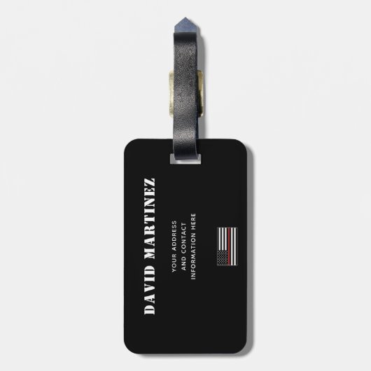 Custom Firefighter Thin Red Line Fire Department Gepäckanhänger (Rückseite vertikal)