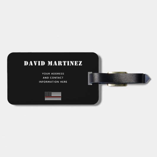 Custom Firefighter Thin Red Line Fire Department Gepäckanhänger (Rückseite horizontal)