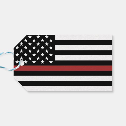 Custom Firefighter Thin Red Line Fire Department Geschenkanhänger (Rückseite Horizontal)