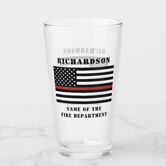 Custom Firefighter Thin Red Line Fire Department Glas (Rückseite)