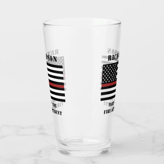 Custom Firefighter Thin Red Line Fire Department Glas (Links)