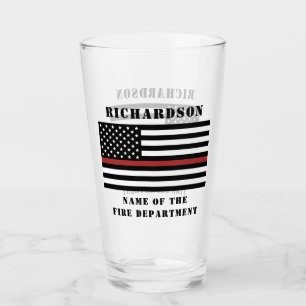 Custom Firefighter Thin Red Line Fire Department Glas