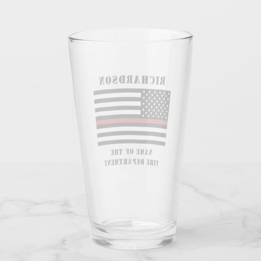 Custom Firefighter Thin Red Line Fire Department Glas (Rückseite)