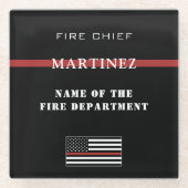Custom Firefighter Thin Red Line Fire Department Glasuntersetzer (Vorderseite)
