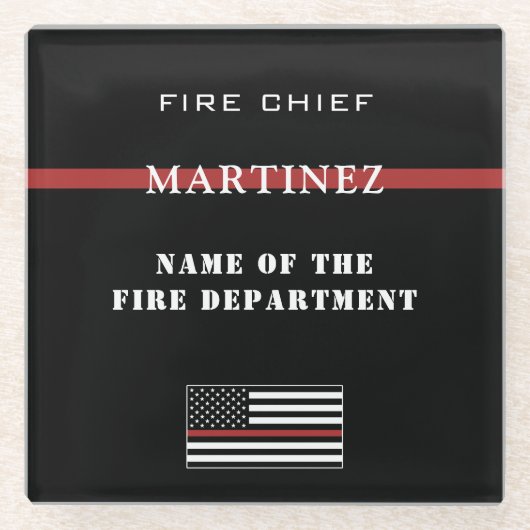 Custom Firefighter Thin Red Line Fire Department Glasuntersetzer (Vorderseite)