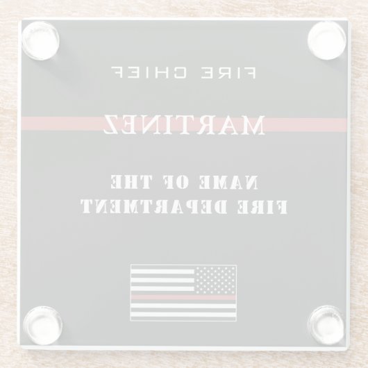 Custom Firefighter Thin Red Line Fire Department Glasuntersetzer (Rückseite)